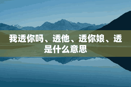 我透你吗、透他、透你娘、透是什么意思